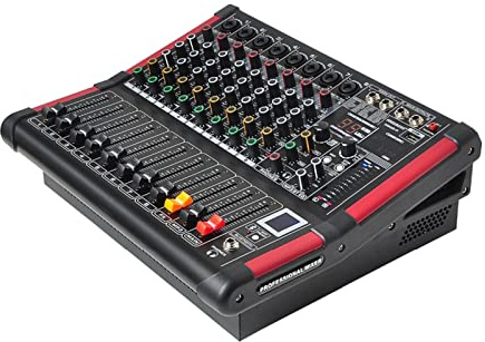 DJ Mixer Controller MINI8-P 8 Channels Power Mixing Console Amplifier Bluetooth Record 99 DSP effect 2x170W Professional USB Audio Mixer for Streaming/Podcasting/Gaming, Phone, Computer