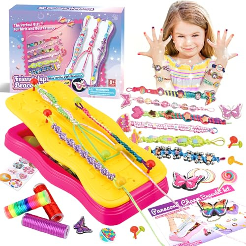 Kit Para Hacer Pulseras Niñas,Set Fabricación de Pulsera de Amistad,Juego de Pulseras de Amistad,Kit de Fabricación de Joyas,Kits de Juguetes de Arte y Manualidades para Niñas de 6, 7, 8, 11, 12 Años