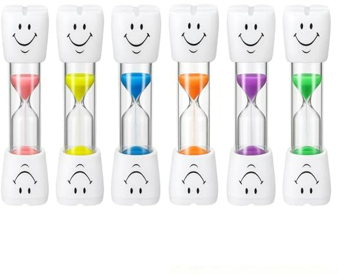 Sanduhr Zähneputzen Kinder, 6 Stück 3 Minuten Sanduhren Set, Zahnputzuhr Kinder Mit Lächeln Design, Buntes Sanduhr Set Für Zahnhygiene, Spielzeit Und Unterricht
