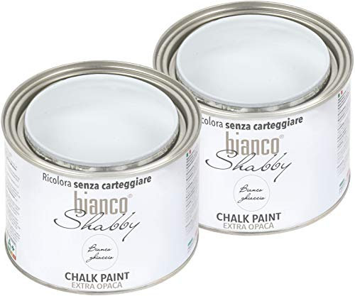 CHALK PAINT Bianco Ghiaccio Pittura Shabby Chic Vintage per Mobili e Pareti EXTRA OPACO (2 x 500 ml)