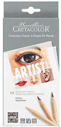 CRETACOLOR Studio Faces, 12 matite colorate, verniciabili con acqua, altamente pigmentate, colori vivaci e ricchi, adatte ad artisti e hobbisti