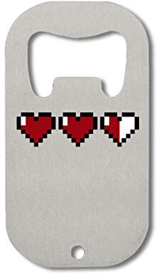 Atprints 8 Bit Pixel Hearts Video Game Health Bar Flaschenöffner aus Edelstahl