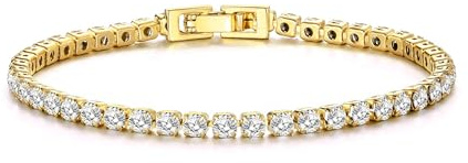 Philip Jones 18k Gold Plated 3mm Tennis Bracelet Created with Zircondia® Crystals