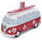 BRISA VW Collection - Volkswagen Spar-Büchse-Schwein-Dose mit Surfbrett im T1 Bulli Bus Samba Design (Flower Power/Rot)