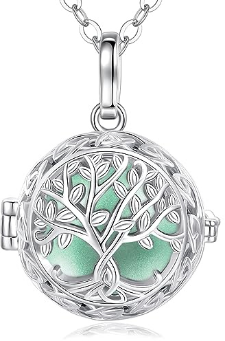 EUDORA Harmony Ball Collier de Grossesse pour Femme, Arbre de Vie Abgel Appelant Pendentif Musique Carillon Souhaitant Bell Mexico Ball Bijoux Cadeau pour Future Mère, 45 + 30