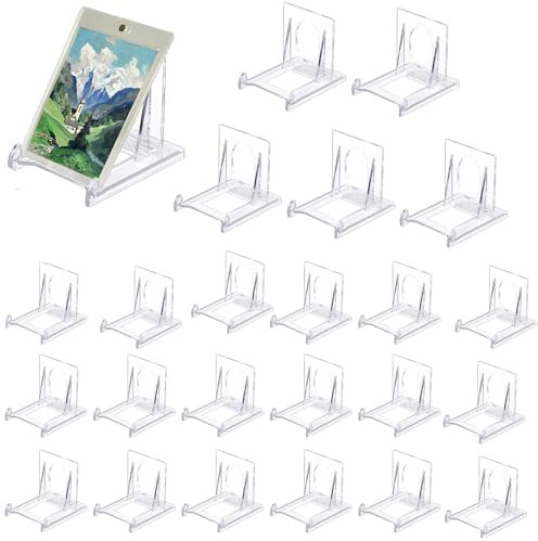 XSEXO 24 PCS Support de Présentation Réglable Transparent Supports de Plaque Affichage en Plastique Chevalets Transparents Présentoir de Livre pour Menu, publicité, Assiette, Photo