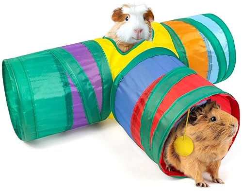 Tunnel per porcellini d'India, giocattoli per porcellini d'India, kit di tubi e tunnel per criceti, tunnel sospeso per piccoli animali, tubo giocattolo pieghevole a T (colorato)