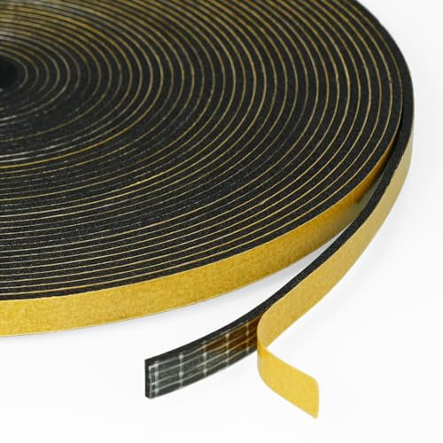 flintronic Nastro Autoadesivo in Schiuma, 6x1.5 mm 10m Guarnizione in Gomma per Porte e Finestre, Guarnizione per Porta Insonorizzata Antipioggia, Striscia di Tenuta per Aria Condizionata(Nero)