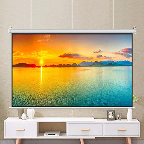 Pantalla de proyección retráctil Manual desplegable, Pantalla de proyección de Bloqueo automático de Montaje en Pared, Pantalla de proyección HD 4:3/16:9 para visualización de Diapositivas/vídeo de