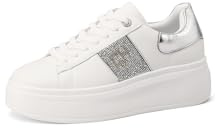 QUEEN HELENA Scarpe da Ginnastica Platform Sneakers con Strass Donna X31-12 (Argento, Sistema Taglie Calzature EU, Adulto, Donna, Numero, Media, 39)