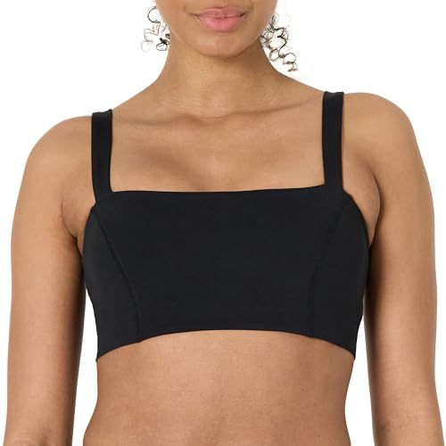 Amazon Essentials Soutien-Gorge de Sport Forme Bandeau Active FormFlex, Bretelles Réglables, Ultra Doux, Soutien Léger Femme, Noir, S