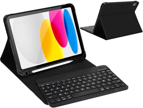 IVEOPPE Clavier iPad A16 11ème Génération 11 Pouces 2025/iPad 10ème Génération 10.9” 2022, Coque Clavier AZERTY sans Fil Bluetooth pour iPad 10eme/11eme avec Fonction de Ranger Le Stylet, Noir