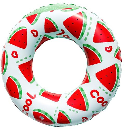 Schwimming Ring Erwachsene, Transparenter Pailletten Floating Ring, Aufblasbare Schwimmreifen 90cm, Schwimmring Röhre Für Sommerpool Party, Geeignet für Erwachsene und Kinder (Rot weiß)