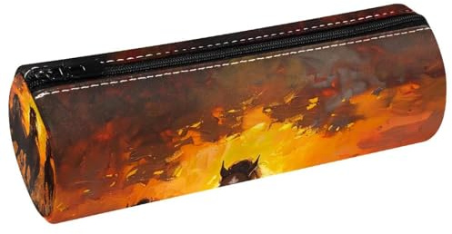 VAPOKF Trousse à crayons en cuir synthétique avec imprimé chevaux au galop - Trousse de maquillage pour femmes, filles, garçons, enfants, fournitures scolaires et de bureau, multicolore, 20x6.3x6.3 CM