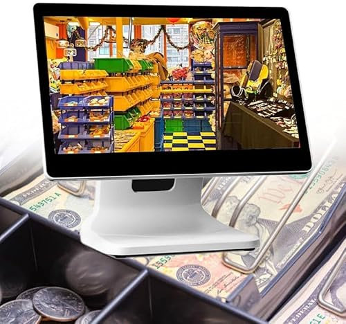 WEIMILOR POS-Registrierkasse, All-in-One-Smart-Touchscreen-Registrierkasse mit 15,6-Zoll-Touchscreen, N2930-CPU, 4/8 GB RAM, 64 GB SSD, Windows 7/10, einstellbarem Winkel