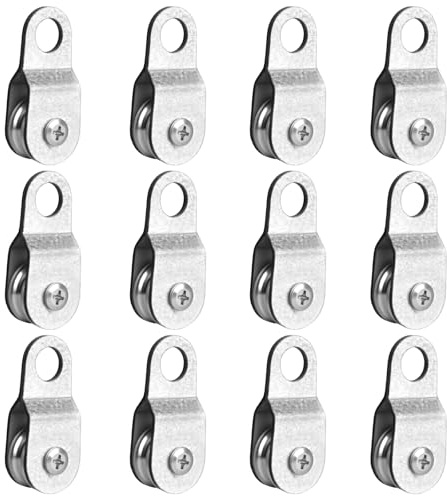 bssmmai 12 stycken avrivningshjul för rep, remskiva rostfritt stål för 6 mm linrulle silver remskiva reprullar pulley rullar med 2 kullager, flaskdragning, lastkapacitet 50 kg