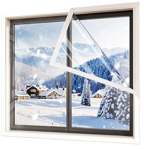 Película resistente al viento y cálida para invierno,sellado a prueba de frío y polvo y transparente,Kit De Aislamiento De Ventana,Reutilizable,Para Dormitorio,Apartamento,Casa,Garaje