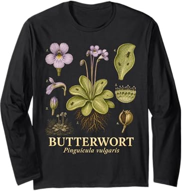 Butterwort Pinguicula Vulgaris Carnivorous Plant Study Long Sleeve T-Shirt