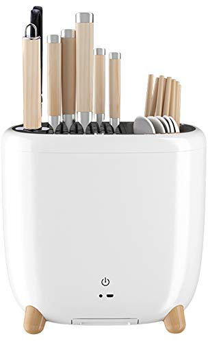 LTLWSH Bloc à Couteaux Vide Stérilisable, Bloc de Couteaux Arrêt Automatique avec Fonction de séchage pour Un Rangement sûr des Couteaux Support de Couteaux,Blanc