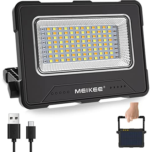 MEIKEE Projecteur LED Rechargeable, Lampe de Chantier Portable de Batterie Rechargeable 12000mAh, 4 Modes, 5 Luminosités, 2 Aimants, Lampe de Travail pour Pêche Camping Garage Atelier