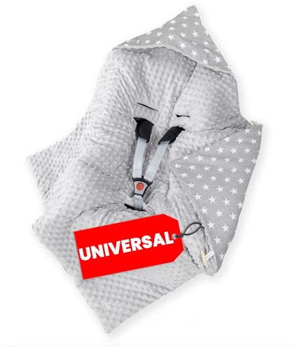 Amilian Einschlagdecke Babyschale, Universelle Baby Decke, Praktische Einschlagdecke für Babyschale und Kinderwagen - Komfort und Sicherheit für Ihr Baby - Sternchen Grau