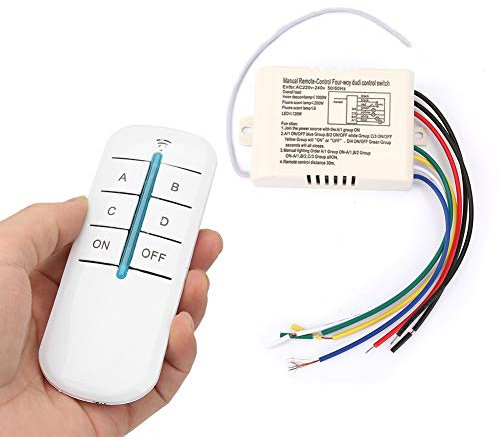 Tyenaza Digital Remote Control Switch, 4 vías Interruptor Remoto, 220 V Receptor de luz de pared Inalámbrico Digital Transmisor Interruptor de Control Remoto Kit de Receptor Compacto Desmontable