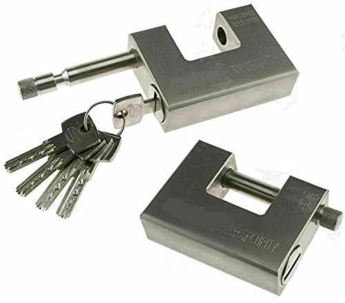 Terryshop74® Catenaccio di Sicurezza 94 mm in Acciaio con 5 Chiavi Speciali – Anti Intrusione, Bocchetta Protetta, Cilindro Centrale 10 mm, Per Porte, Portoni e Serrande