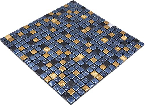 Piastrelle a mosaico in vetro, pietra naturale, pietra EP mix, colore nero e oro