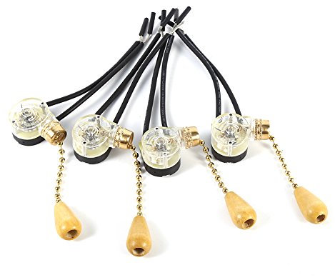 Interrupteur de Lumière Ventilateur Plafond, à Chaîne Traction Électrique Marche Arrêt Fil Commande Borne Lampes Murales D'éclairage D'armoire Interru À Tirette Universel Accueil Remplacement Lampe