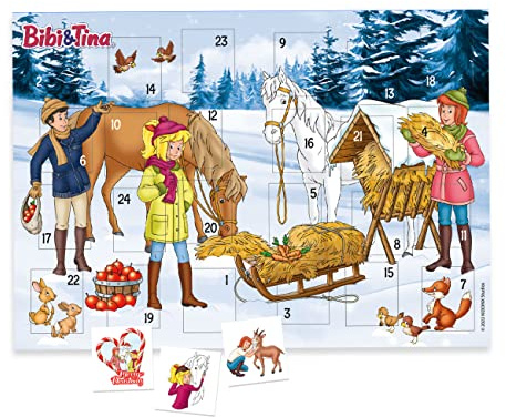 Papierdrachen Bibi & Tina Adventskalender 2025 - mit 24 Tattoos - winterliches Pferde-Motiv - liebevoll illustriert - Weihnachtskalender für Kinder