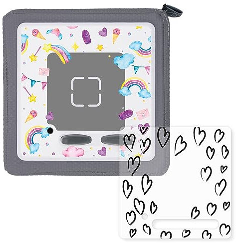 younikat 2er-Set Schutzfolie Schutzcover für Toniebox passgenau geschnitten Selbstklebende Folie Herzen und Regenbogen Motive kreatives Zubehör für Kinder - dv1173