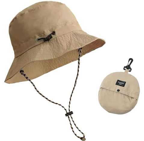 Azonelife Homme Femme Chapeau de Pêcheur Pliable, Réglable Imperméable Chapeau de Seau Large Bord, Chapeaux de Pêche Anti UV Respirant Boonie pour Randonnée Voyage Plage Jardinage