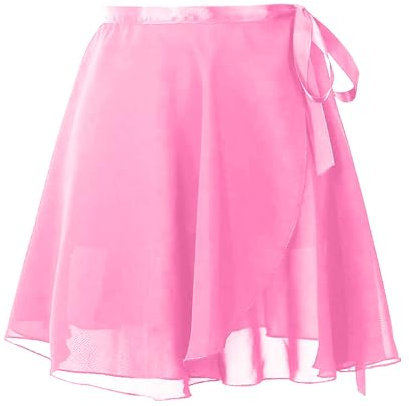 Ballettrock Wickelrock Tanz Rock Verstellbare Taille Krawatten Gymnastik Ballettrock, Chiffon Tanzrock für Mädchen und Damen (Rosa Größe：L)