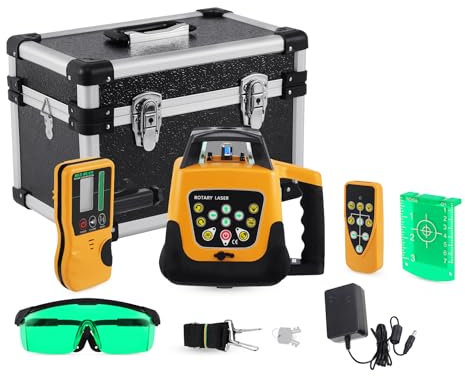 KayEsampra Niveau laser rotatif, Autonivelant Balayage Rotative 360° Verticale Horizontale Auto-Alignement Faisceau Vert 500 m pour Travaux de Construction Bâtiments Professionnels Maçonnerie Clôtures