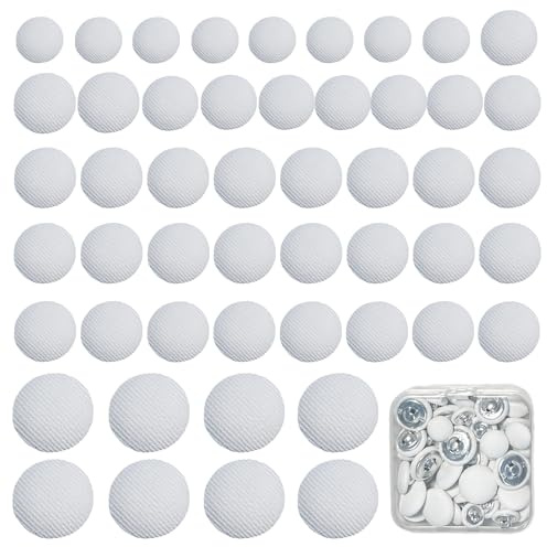 Bliceon 50Pcs Fabric Cloth Covered Button, Tuxedo Suit Buttons, White Satin Buttons for Dress Gowns Blouses Sleeves, for Jacket Coat Blouse Jeans Dress Suits Bridal Gowns Sewing Buttons