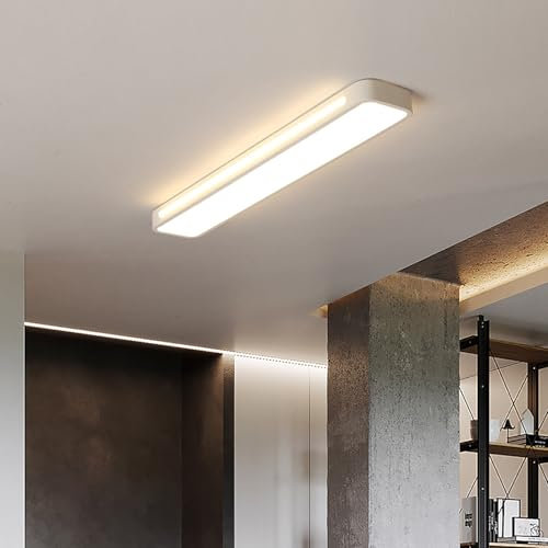 GZZBMY Lampara de Techo Ultradelgada Moderno Luz de Techo Plafón LED Rectangular Largo Lámpara Techo Ultradelgada Iluminación de oficina cuarto dormitorio cocina Balcón Corredor (Luz Cálida,48cm)