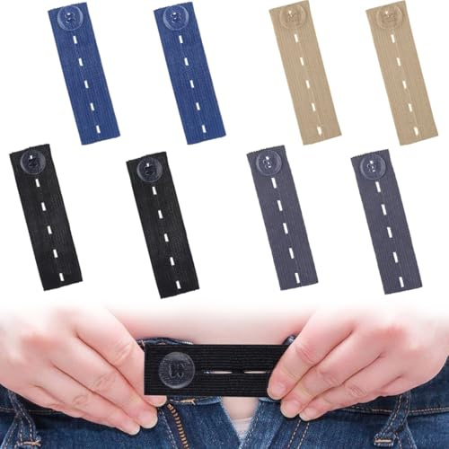 ZEPIQOR 8 Piezas cinturones elásticos para la cintura, extensores de botones ajustables, extensor de pantalon para embarazada, extensores de botones para jeans