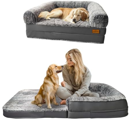 BingoPaw Cama para Perros o Humanos 180x95x28 cm Sofa Perro Grande XXL Ortopedica Human Size Dog Bed Plegable Cama Perro para Humanos Gigante Impermeable Sillón Perros Desenfundable y Lavable