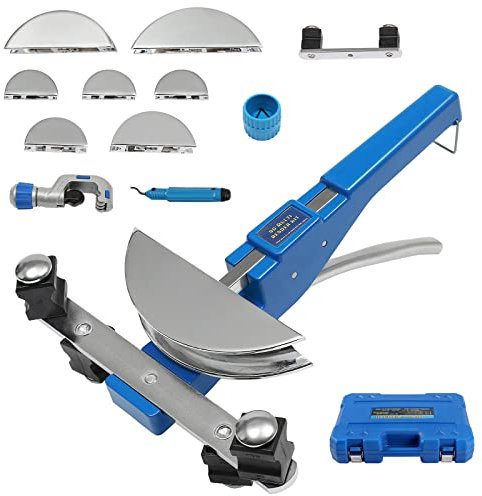 WindWilder Rohrbiegemaschine Manueller Rohrbieger Set Ø6-22mm Handrohrbieger Satz bis 90°-Rohrschneider mit Rohrschneider und Entgratwerkzeug für Kupfer, Aluminiumrohr (Blau)