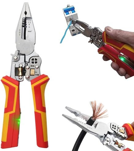 9 in 1 Abisolierzange Mit Strommessfunktion, Abisolierer Mit Spannungsprüfer 2025 Upgrade Elektriker Werkzeug - Elektriker Zange, Stromzange, Kabelscheren Zum Abisolieren, Wickeln, Spalten