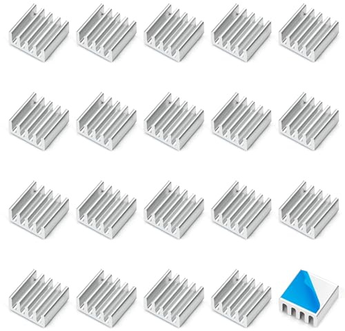 Tunejoy Disipadores de Calor de Aluminio Aleta de Enfriamiento con Cinta Adhesiva Conductora Térmica para Transistor CPU CPU GPU SSD 9x9x4 mm 20 Piezas