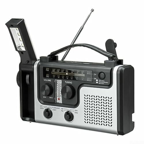 Radio portatile AM/FM/SW, radio solare a manovella, con torcia a LED da lettura, per viaggi, escursionismo, campeggio, 24,2 x 13,8 x 6,2 cm