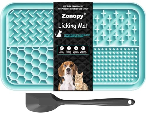 Zonopy Tapis à lécher pour chiens et chats avec ventouses, 1 paquet d'alimentation lente pour soulager l'anxiété, tapis d'alimentation pour le beurre, le yaourt, les cacahuètes, le toilettage des