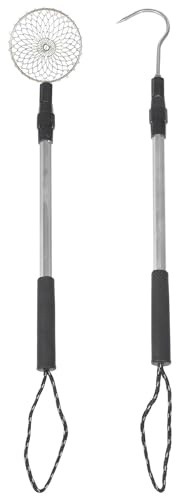 Mikinona Telescopic Sand Sifter Shovel for Beach Shell Collecting Aluminum Alloy Rod with Large Galvanized Iron Scoop for Sifting Sand Shells Rocks and Beach Treasure Hunting for All Ages