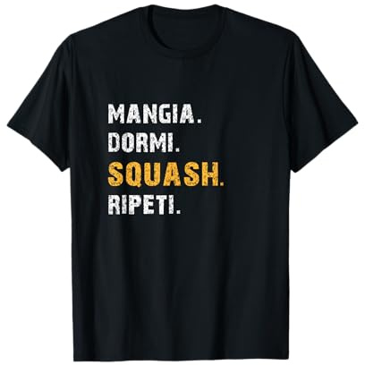 MANGIA DORMI SQUASH RIPETI Divertente Squash Giocatore Detto Maglietta