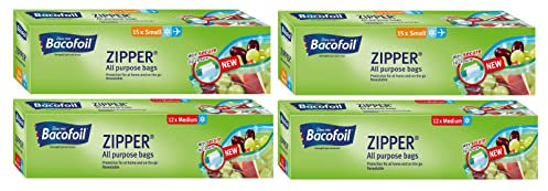 Zipper All Purpose Bags Resealable Slider Secure Zip Tight Seal BPA Free Food Storage Bags, Fresh Keeping, Freezing, Transporting and Organising – 30 x Small 1L and 24 x Medium 3L