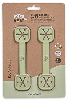 Interbaby - Pack 2 Sujeta Baberos Bebe Silicona | Para Bebes, Útil para Pañuelos, Servilletas | Sujeta Babero Silicona Cómodo, Sencillo, Sin BPA | Verde Oliva