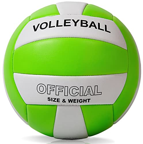 EVZOM Super Soft Volleyball Beach Volleyball Official Size 5 for Outdoor/Indoor/Pool/Gym/Training Premium Volleyballs Equipment Durability Stability Sports Ball(Green/White)