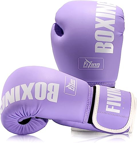 Pro Style Boxhandschuhe für Damen, PU-Leder, Training, Muay Thai, Sparring, Kampfsport, Boxsack-Handschuhe, Workout für Damen (Violett, 10oz)