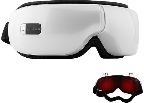 Augenmassagegerät mit Wärmekompression, Vibration und Bluetooth Musik, wiederaufladbar, 5-Massagemodus Augentherapie zur Linderung von Augenschmerzen, Verbesserung trockener Augen und Schlaf